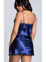Kısa Saten Gecelik Merry See Lacivert detay görünüm