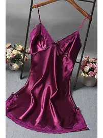 Merry See Merry See Saten Dantelli Kısa Gecelik Mor