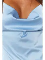 Merry See Saten Yırtmaçlı Kısa Gecelik MS2324-Mavi Mavi görsel 10