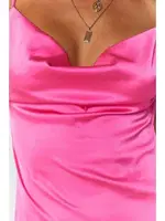 Merry See Saten Yırtmaçlı Kısa Gecelik MS2324-Pembe Pembe görsel 8