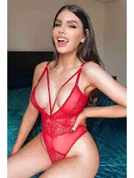 Kırmızı Transparan Sexy Body Merry See MS2515 Kırmızı detay görünüm