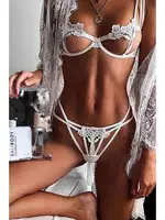 Merry See Sexy Sütyen Külot Takım Fantezi İç giyim Beyaz Beyaz detay görünüm