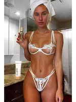 Merry See Sexy Sütyen Külot Takım Fantezi İç giyim Beyaz Beyaz görsel 4