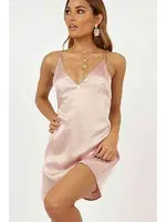 Merry See Şık Kısa Saten Gecelik Pembe Pembe farklı açı