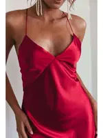 Merry See Sırt Dekolteli Uzun Saten Gecelik Elbise Kırmızı 2329 Kırmızı görsel 7