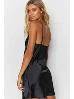 Siyah Yırtmaçlı Mini Saten Elbise Merry See MS2350 Siyah görsel 4