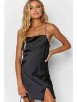 Siyah Yırtmaçlı Mini Saten Elbise Merry See MS2350 Siyah görsel 5