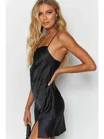 Siyah Yırtmaçlı Mini Saten Elbise Merry See MS2350 Siyah görsel 6