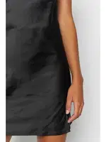 Siyah Yırtmaçlı Mini Saten Elbise Merry See MS2350 görsel 7