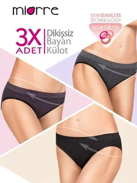 Miorre Miorre 3 Adet Dikişsiz Bayan Slip