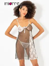 Miorre Miorre Dantelli Transparan Kadın Gecelik Takımı