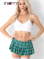 Miorre Ekoseli Mini Etek Yeşil detay görünüm