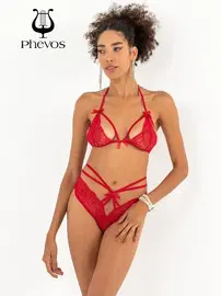 Miorre Miorre Fantezi Kırmızı Babydoll Sütyen Takım