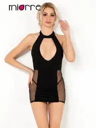 Miorre Transparan Detaylı Miorre Göğüs Dekolteli Mini Elbise