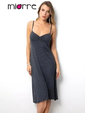 Miorre Miorre Gri Puantiyeli Penye Gecelik