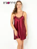 Miorre İnce Askılı Güpürlü Gecelik Bordo görsel 19