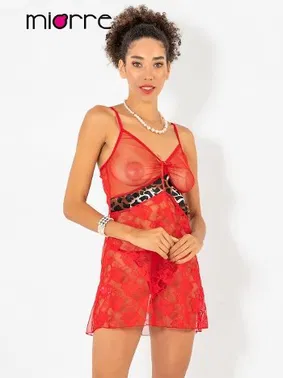 Miorre Miorre Leopar Detaylı Gecelik Takımı