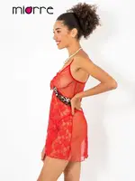 Miorre Leopar Detaylı Gecelik Takımı Kırmızı görsel 7