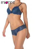 Lacivert Push Up Dolgulu Dantel Sütyen Takım Lacivert farklı açı