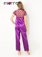 Miorre Saten Pijama Takım Bayan 18524 Mor görsel 5