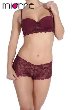 Miorre Miorre Bordo Yarım Dolgulu Dantelli Sütyen Takım - Alternatif Görünüm