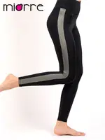 Şeritli Yüksek Bel Toparlayıcı Spor Taytı Siyah farklı açı