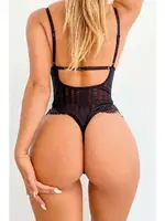 Night Light Çizgili Siyah Dantel Body 3345 Siyah detay görünüm