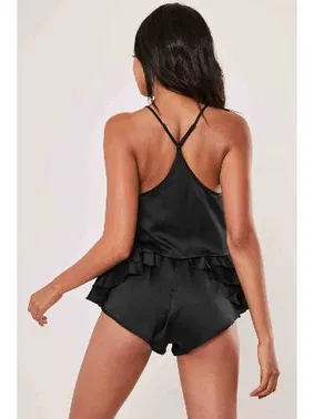 NightLight Siyah Saten Büstiyer Mini Şort Takım Night Light 3377 - Alternatif Görünüm