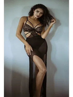 NightLight Night Light Transparan Fantazi Uzun Gecelik 3228