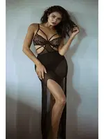 Night Light Transparan Fantazi Uzun Gecelik 3228 Siyah