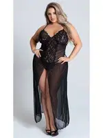 Nightlight Fantazi Uzun Büyük Beden Gecelik 3253 Siyah