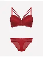 Nurteks 4310 Desteksiz Sütyen Takım Bordo detay görünüm