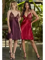 Nurteks 5444 Saten Gecelik Mor