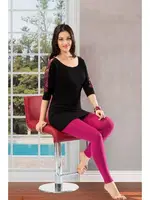 Omuz Güpürlü Uzun Kol Kadın Pijama Takım Derya Kurşun 876