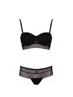 Orkide Betty Dolgulu Starplez Sütyen Külot Takım Siyah farklı açı