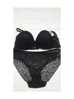 Orkide Elly Straplez Pushup Sütyen Takım Siyah farklı açı