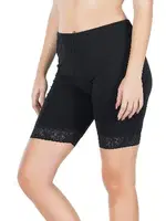 Paçası Dantelli Battal Dizüstü Kadın Tayt Derya Kurşun 415B Siyah detay görünüm