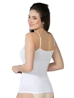 Pamuklu Modal Kadın İnce Askılı Atlet Emay 1401 Beyaz detay görünüm