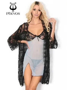 Phevos Phevos 3lü Mavi Gecelik ve Sabahlık Takımı