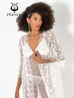 Phevos 3lü Beyaz Gecelik ve Sabahlık Takımı Beyaz farklı açı