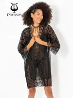 Phevos 3lü Siyah Gecelik ve Sabahlık Takımı Siyah görsel 4