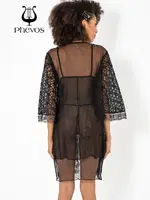 Phevos 3lü Siyah Gecelik ve Sabahlık Takımı Siyah görsel 6