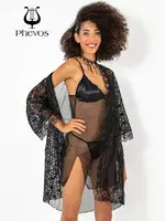 Phevos 3lü Siyah Gecelik ve Sabahlık Takımı Siyah görsel 10