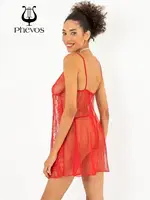 Phevos Dantel Detaylı 2li Kısa Gecelik Takımı Kırmızı görsel 5