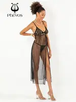 Phevos Dantel Detaylı 2li Uzun Gecelik Takımı Siyah görsel 5