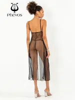 Phevos Dantel Detaylı 2li Uzun Gecelik Takımı Siyah görsel 6