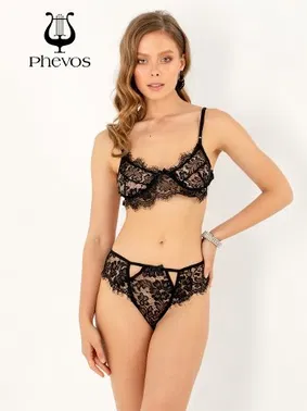 Phevos Phevos Tüllü Transparan Dantelli Fantezi Sütyen Takım - Alternatif Görünüm