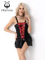 Phevos Deri Fantezi Babydoll Siyah görsel 5