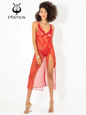 Phevos Phevos Göğüs Kısmı Güpür Detaylı 2li Gecelik Takımı