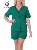 Phevos İnce Askılı Şortlu Pijama Takımı Koyu Yeşil görsel 4